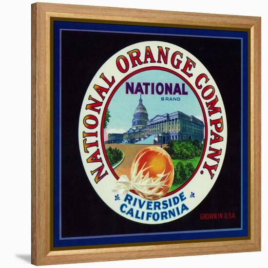 Riverside, California, National Brand Citrus Label-Lantern Press-Framed Stretched Canvas