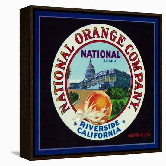 Riverside, California, National Brand Citrus Label-Lantern Press-Framed Stretched Canvas