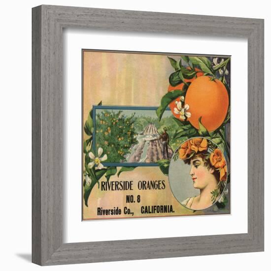 Riverside Oranges - Riverside, California - Citrus Crate Label-Lantern Press-Framed Art Print