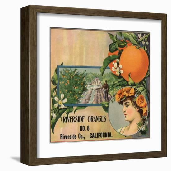 Riverside Oranges - Riverside, California - Citrus Crate Label-Lantern Press-Framed Art Print