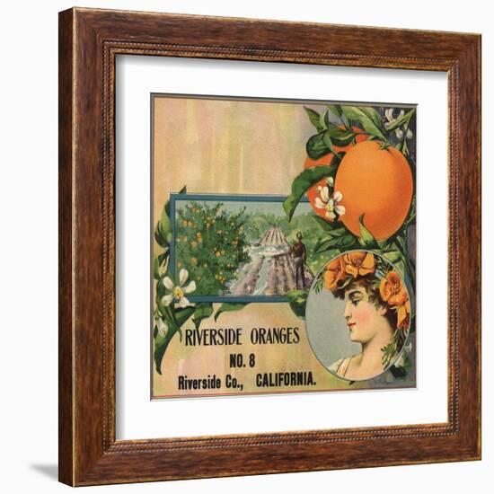 Riverside Oranges - Riverside, California - Citrus Crate Label-Lantern Press-Framed Art Print