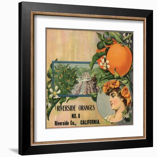 Riverside Oranges - Riverside, California - Citrus Crate Label-Lantern Press-Framed Art Print