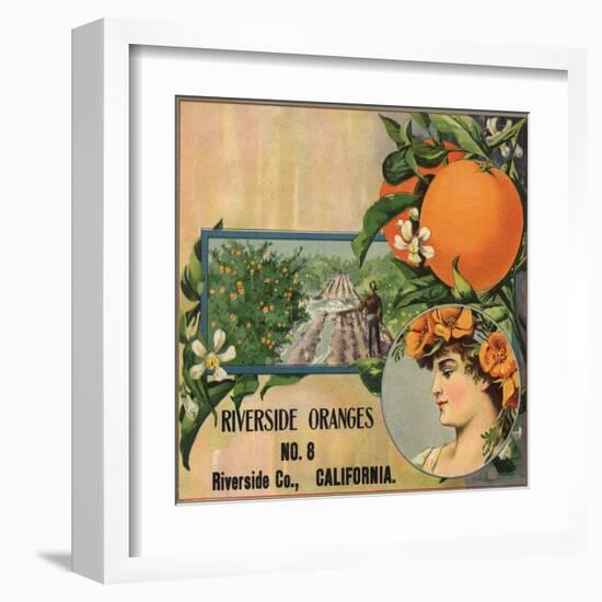 Riverside Oranges - Riverside, California - Citrus Crate Label-Lantern Press-Framed Art Print