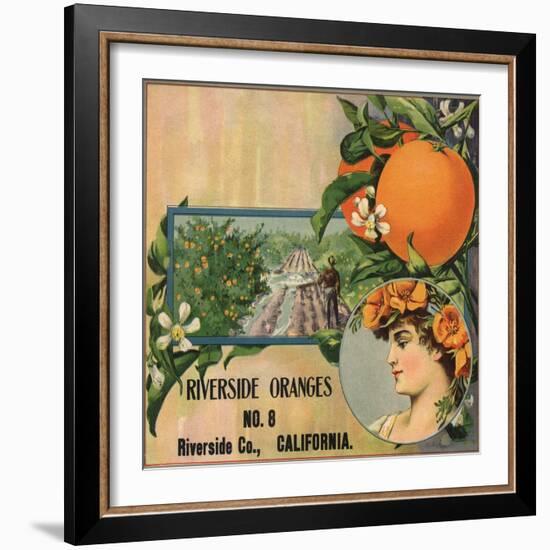 Riverside Oranges - Riverside, California - Citrus Crate Label-Lantern Press-Framed Art Print