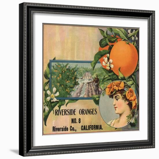 Riverside Oranges - Riverside, California - Citrus Crate Label-Lantern Press-Framed Art Print