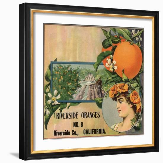 Riverside Oranges - Riverside, California - Citrus Crate Label-Lantern Press-Framed Art Print