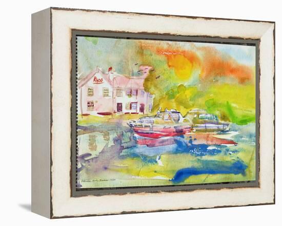 Riverside Pub with Boats-Brenda Brin Booker-Framed Premier Image Canvas