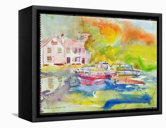 Riverside Pub with Boats-Brenda Brin Booker-Framed Premier Image Canvas