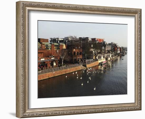 Riverside Pubs and Bars During Late Afternoon by the River Thames at Kingston-Upon-Thames, a Suburb-Stuart Forster-Framed Photographic Print