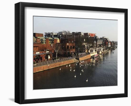 Riverside Pubs and Bars During Late Afternoon by the River Thames at Kingston-Upon-Thames, a Suburb-Stuart Forster-Framed Photographic Print