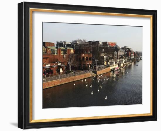 Riverside Pubs and Bars During Late Afternoon by the River Thames at Kingston-Upon-Thames, a Suburb-Stuart Forster-Framed Photographic Print