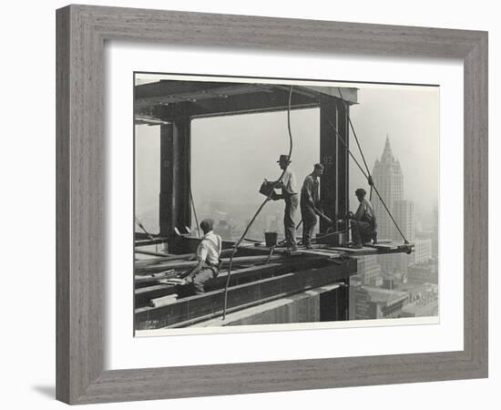 Riveters Attaching a Beam, Empire State Building, 1931 (Gelatin Silver Print)-Lewis Wickes Hine-Framed Giclee Print