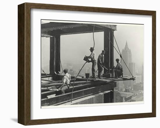 Riveters Attaching a Beam, Empire State Building, 1931 (Gelatin Silver Print)-Lewis Wickes Hine-Framed Giclee Print