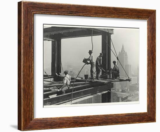 Riveters Attaching a Beam, Empire State Building, 1931 (Gelatin Silver Print)-Lewis Wickes Hine-Framed Giclee Print