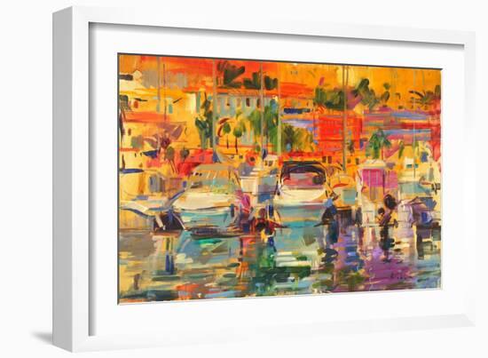 Riviera Harbour Sun-Peter Graham-Framed Giclee Print