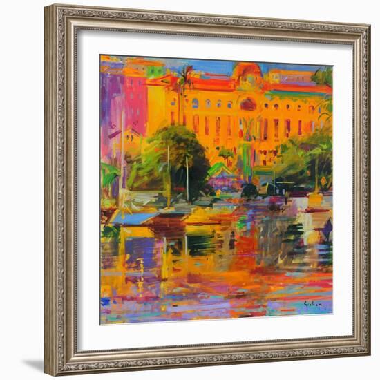 Riviera Reflections-Cannes, 2022 (Oil on Canvas)-Peter Graham-Framed Giclee Print