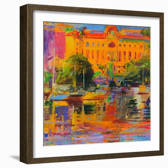Riviera Reflections-Cannes, 2022 (Oil on Canvas)-Peter Graham-Framed Giclee Print