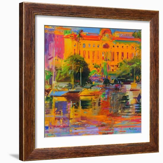 Riviera Reflections-Cannes, 2022 (Oil on Canvas)-Peter Graham-Framed Giclee Print