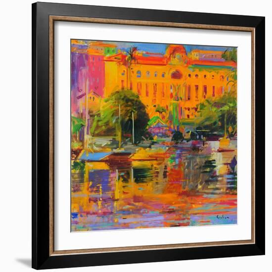 Riviera Reflections-Cannes, 2022 (Oil on Canvas)-Peter Graham-Framed Giclee Print