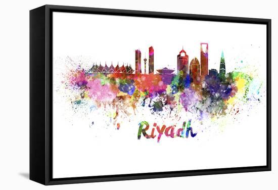 Riyadh Skyline in Watercolor-paulrommer-Framed Stretched Canvas