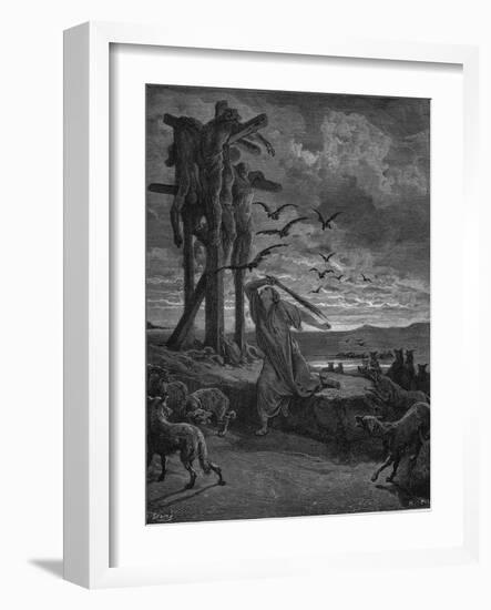 Rizpah, King Saul's Concubine, 1866-Gustave Doré-Framed Giclee Print