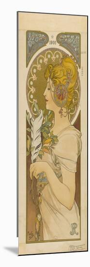 RJ 1900 Woman with a Feather-Alphonse Mucha-Mounted Giclee Print