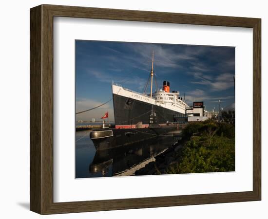 RMS Queen Mary Cruise Ship and Russian Submarine Scorpion at a Port, Long Beach-null-Framed Photographic Print