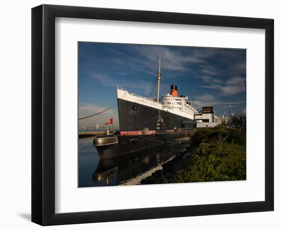 RMS Queen Mary Cruise Ship and Russian Submarine Scorpion at a Port, Long Beach-null-Framed Photographic Print