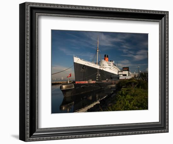 RMS Queen Mary Cruise Ship and Russian Submarine Scorpion at a Port, Long Beach-null-Framed Photographic Print