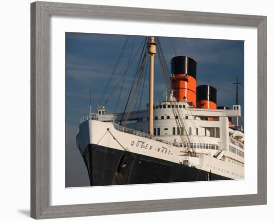 Rms Queen Mary Cruise Ship at a Port, Long Beach, Los Angeles County, California, USA-null-Framed Photographic Print