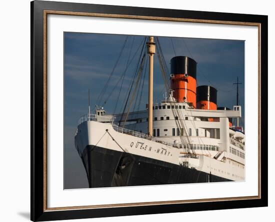 Rms Queen Mary Cruise Ship at a Port, Long Beach, Los Angeles County, California, USA-null-Framed Photographic Print