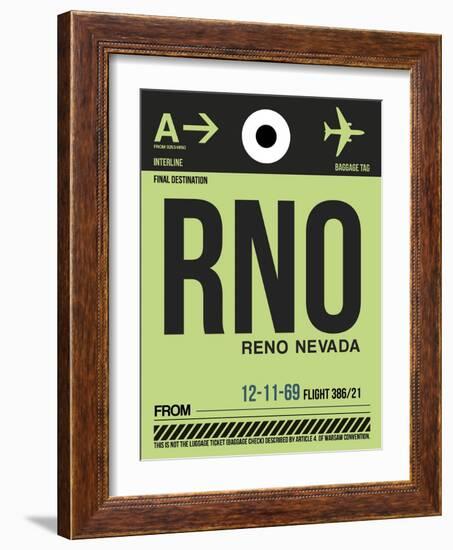 RNO Reno Luggage Tag I-NaxArt-Framed Art Print