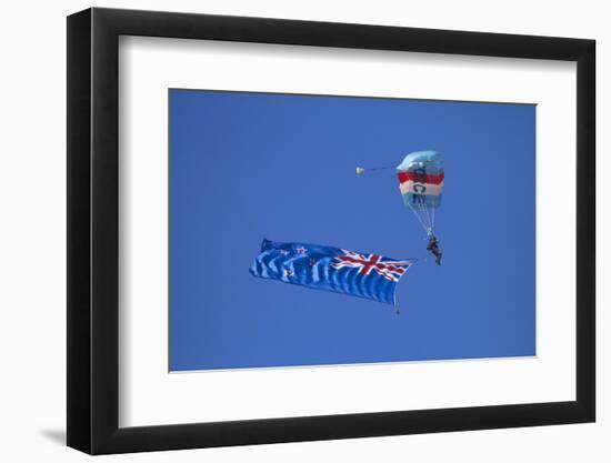 Rnzaf Sky Diving, New Zealand Flag, Warbirds over Wanaka, South Island New Zealand-David Wall-Framed Photographic Print