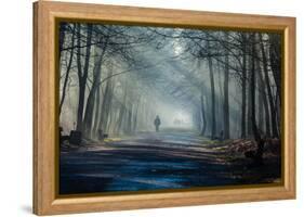Road and Sunbeams in Strong Fog in the Forest, Poland.-Curioso Travel Photography-Framed Premier Image Canvas