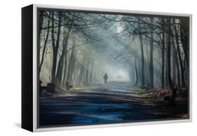Road and Sunbeams in Strong Fog in the Forest, Poland.-Curioso Travel Photography-Framed Premier Image Canvas
