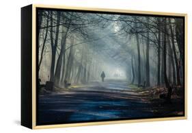 Road and Sunbeams in Strong Fog in the Forest, Poland.-Curioso Travel Photography-Framed Premier Image Canvas