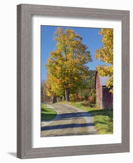 Road Beside Classic Farm in Autumn, New Hampshire, USA-Adam Jones-Framed Photographic Print