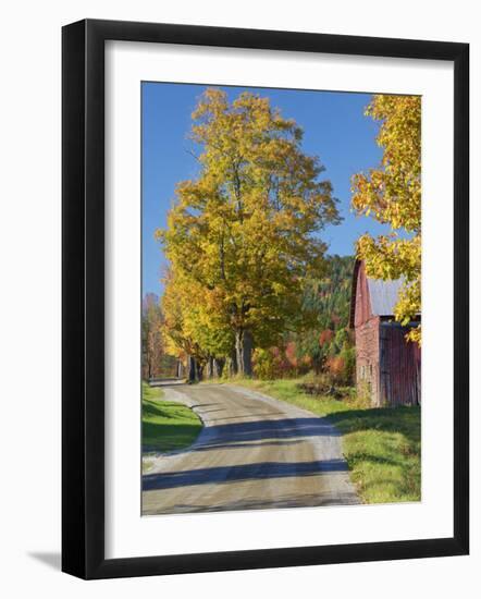 Road Beside Classic Farm in Autumn, New Hampshire, USA-Adam Jones-Framed Photographic Print