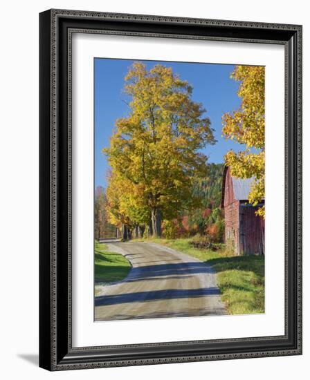 Road Beside Classic Farm in Autumn, New Hampshire, USA-Adam Jones-Framed Photographic Print