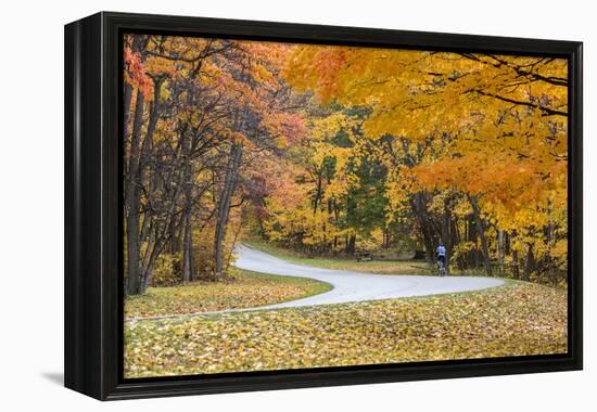 Road Bicycling in Autumn at Brown County State Park, Indiana, USA-Chuck Haney-Framed Premier Image Canvas