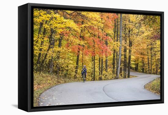 Road Bicycling in Autumn at Brown County State Park, Indiana, USA-Chuck Haney-Framed Premier Image Canvas