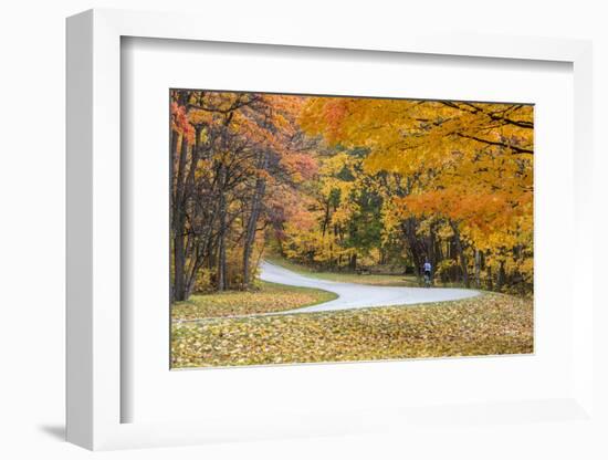 Road Bicycling in Autumn at Brown County State Park, Indiana, USA-Chuck Haney-Framed Photographic Print