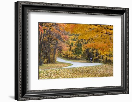 Road Bicycling in Autumn at Brown County State Park, Indiana, USA-Chuck Haney-Framed Photographic Print