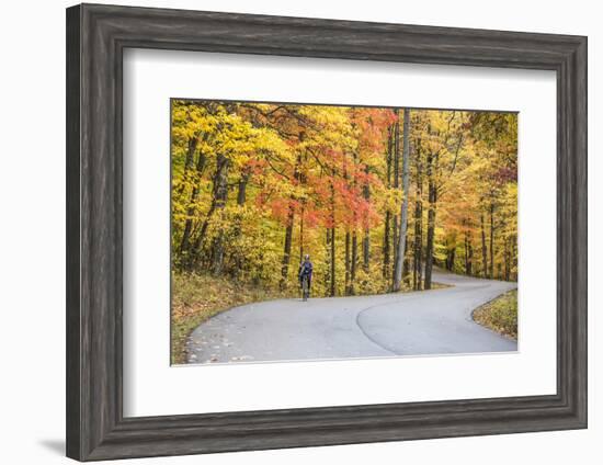 Road Bicycling in Autumn at Brown County State Park, Indiana, USA-Chuck Haney-Framed Photographic Print