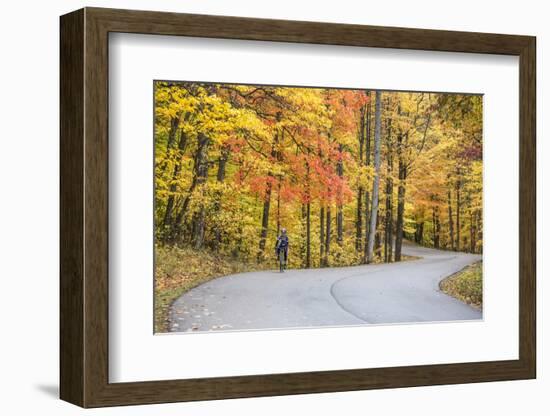 Road Bicycling in Autumn at Brown County State Park, Indiana, USA-Chuck Haney-Framed Photographic Print