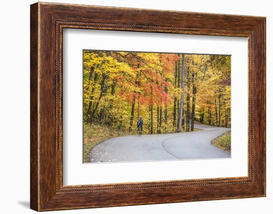 Road Bicycling in Autumn at Brown County State Park, Indiana, USA-Chuck Haney-Framed Photographic Print