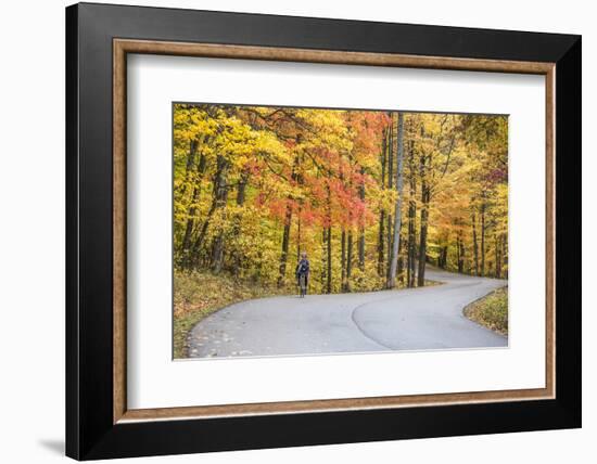 Road Bicycling in Autumn at Brown County State Park, Indiana, USA-Chuck Haney-Framed Photographic Print