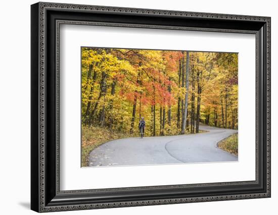 Road Bicycling in Autumn at Brown County State Park, Indiana, USA-Chuck Haney-Framed Photographic Print