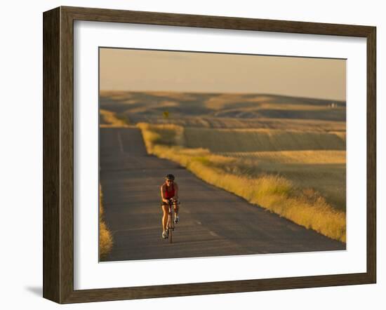 Road Bicycling Near Great Falls, Montana, Usa-Chuck Haney-Framed Photographic Print