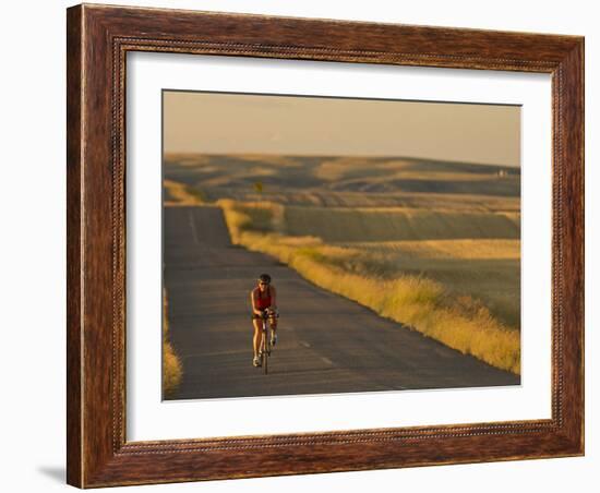 Road Bicycling Near Great Falls, Montana, Usa-Chuck Haney-Framed Photographic Print